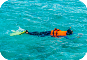 Person som snorkler.