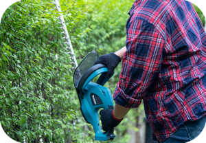 Mann jobber med en elektrisk hagesaks.